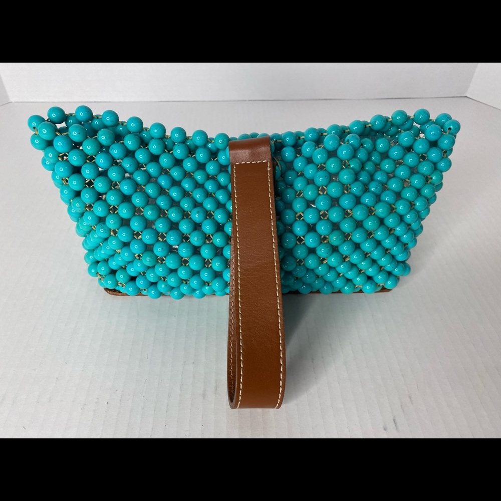 Turquoise and leather beaded handbag